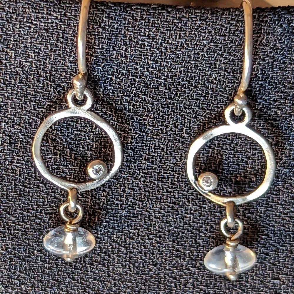 Thailand Silver 925, 1" drop hook earrings signed, pretty, delicate